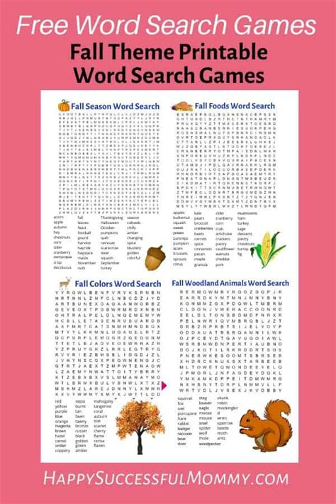 Free Fall Word Search Puzzles Printables