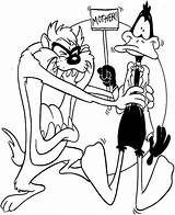 Taz Duck Daffy Coloring Pages Angry Netart sketch template