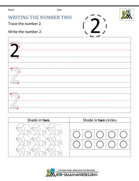 kindergarten printable worksheets writing numbers