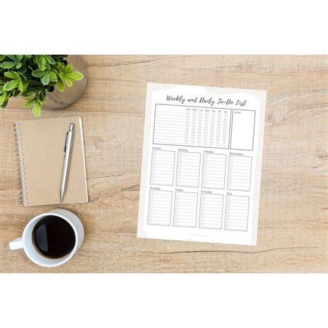 weekly daily checklist fillable  printable checklist etsy