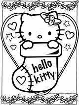 Kitty Hello Coloring Christmas Pages Sheets Stocking Cute sketch template