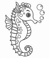 Coloring Seahorse Horse Pages Templates Printable Animal Sea Choose Board Template sketch template