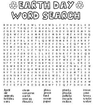 earth day word search  kids earth day activities earth day