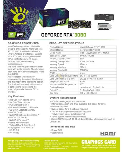 Manli Announces Geforce Rtx 3090 And Geforce Rtx 3080 Graphics Cards