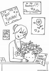 Teacher Coloring Pages Teachers Happy Appreciation Drawing Printable Birthday Color Template Kids Print Drawings Puzzle Work Book sketch template