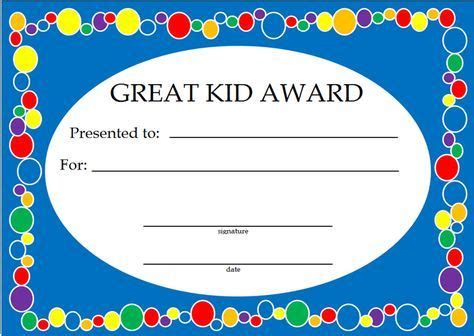 kids awards  certificates kids awards school award certificates