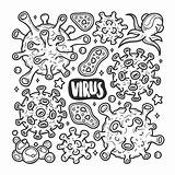 Virus Coloring Doodle Premium Drawn Icons Vector Hand sketch template