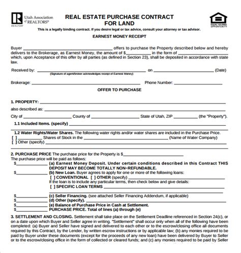 sample real estate purchase agreement template   documents