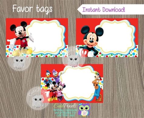 mickey mouse favor tags mickey mouse  tags mickey mouse