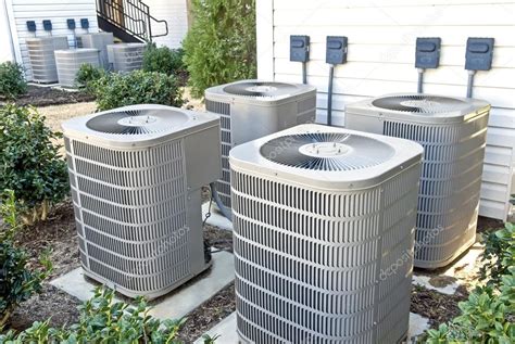 air conditioning units  apartment complex stock photo