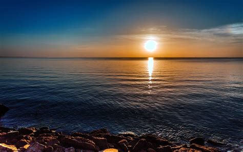 water sunrise ocean nature rocks hdr photography sea clear sky wallpaper