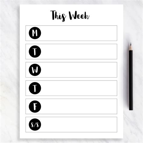 printable weekly   list   lists printable   list