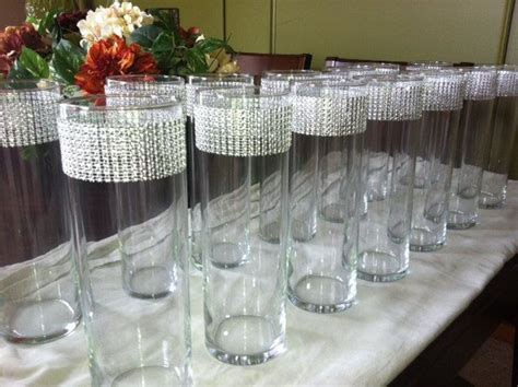 set of 15 silver rhinestone wrap glass cylinder vases by modmv 135 00 just add the long