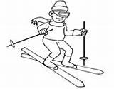 Coloring Skier Ii Ski Poles Coloringcrew sketch template