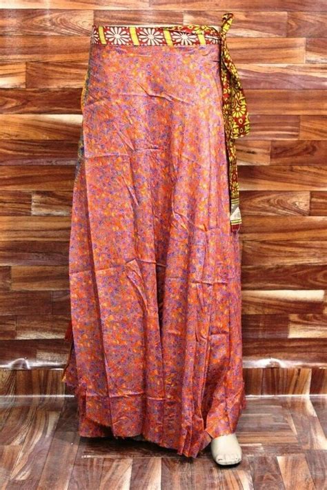 women silk sari skirt reversible magic wrap skirt indian long wrap