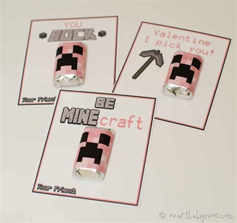 printable minecraft valentines  pink   sayings