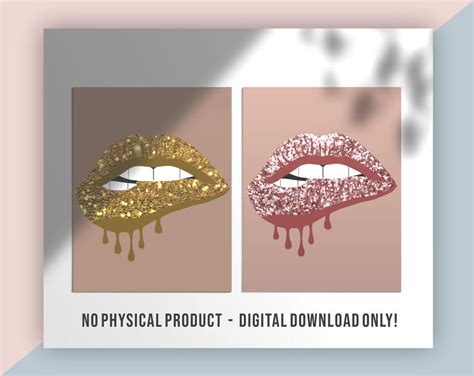 Glitter Dripping Lips Clipart Gold Dripping Lips Sublimation Etsy