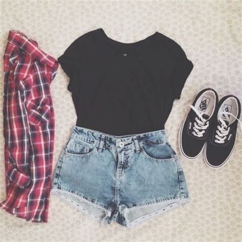 flannel tied  waist summer outfits  teens outfits  teens