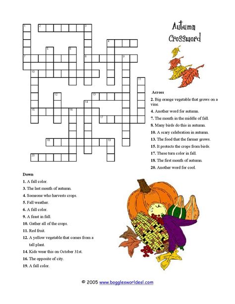 ideas  coloring printable autumn crossword puzzles
