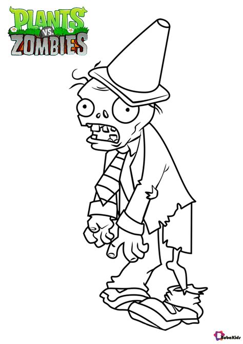 plants  zombies conehead zombie coloring page bubakidscom