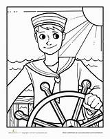 Coloring Sailor Pages Color Education Worksheet sketch template