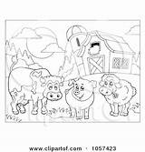 Coloring Cow Pig Barn Outline Sheep Clip Illustration Visekart Royalty Vector Cows Clipart Clipartof sketch template
