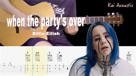 partys overbillie eilish fingerstyle guitar tutorial tab chords lyrics youtube