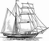 Boat Drawing Ship Hand Sail Vector Sea sketch template