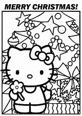 Kitty Hello Christmas Coloring Sheets Pages Color Kids Sanrio Print Happy Coloriage Activity Xmas Movie sketch template