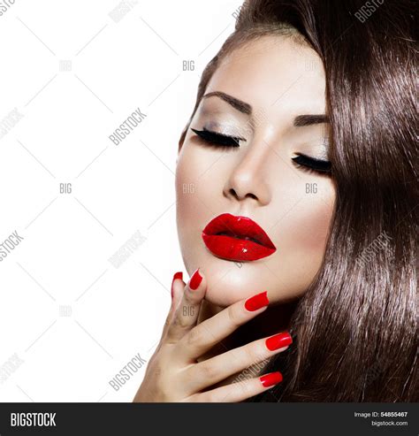 sexy beauty girl red lips nails image and photo bigstock