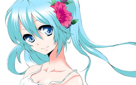 hatsune miku anime mädchen mit blauen haaren lächelt 2560x1920 hd