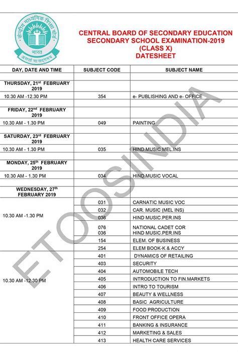 cbse date sheet   class   board exam time table