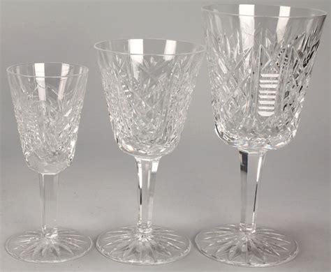 lot  waterford crystal stemware clare pattern  pcs case auctions