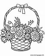 Coloring Flowers Basket Pages Printable Print Color Sheets Topcoloringpages sketch template