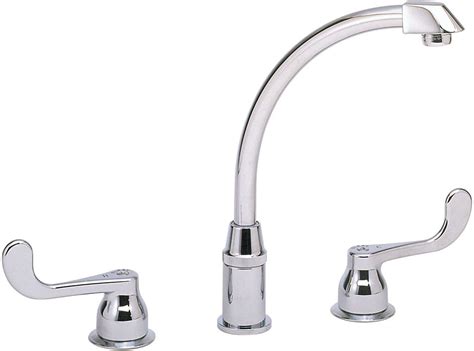 elkay lklfd double lever cast spout kitchen faucet    reach  swing spout
