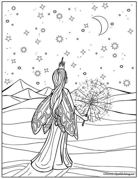 fairy colouring page     whimsical