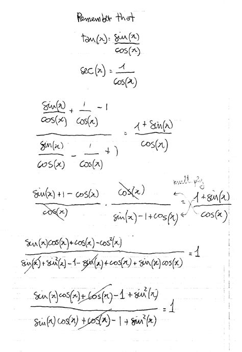 how do you prove that { tanx secx 1 tanx secx 1 } 1 sinx