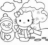Coloring Snow Pages Hello Christmas Kitty Printable Snowman Getcolorings Color sketch template