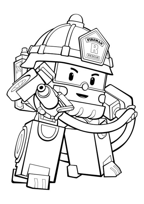 roy  robotic fire truck coloring pages robocar poli coloring pages