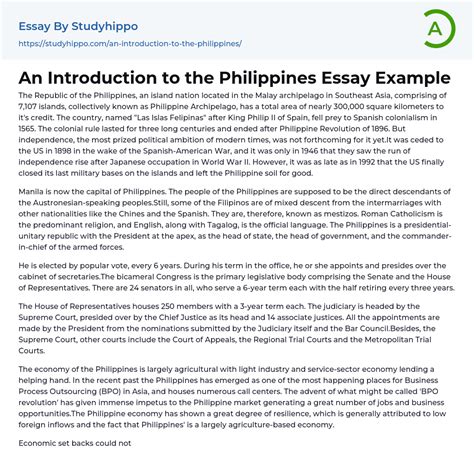 introduction   philippines essay  studyhippocom