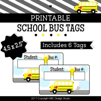 printable tags school bus labels  tags classroom decoration