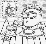Kids Coloring Pages Year Olds Drawing Printable Minion Color Cleaning Minions Chores Doing Girls Clean Sheets Book Fancy Dress Maid sketch template