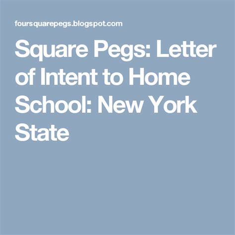 square pegs letter  intent  home school  york state