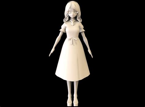 3d model anime girl low poly character 17 vr ar low poly rigged