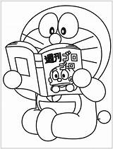 Doraemon Reading Book Coloring Pages Printable Colouring Color Cartoon Categories A4 Coloringonly sketch template