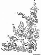 Coloring Butterflies Pages Adult Difficult Printable Print Color sketch template