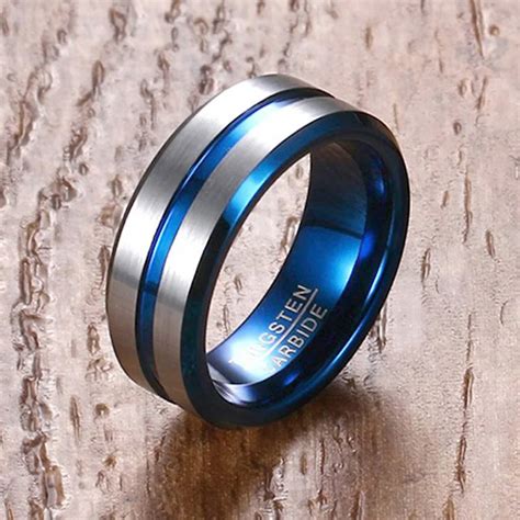 buy vnox mm silver blue tungsten ring  men