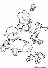 Pocoyo Coloring Pages Print Pato Elly Race Has Printable Desktop Right Background Set Click Save Kids sketch template