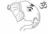 Hinduism Printable Coloring Pages Ganpati Head Adults Kids sketch template