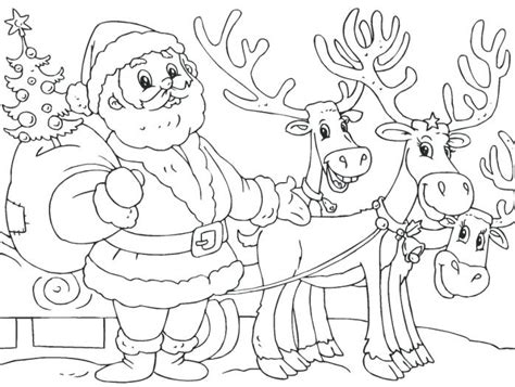 santa  reindeer drawing  getdrawings